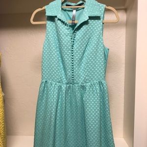 Kensie teal button down knee length dress